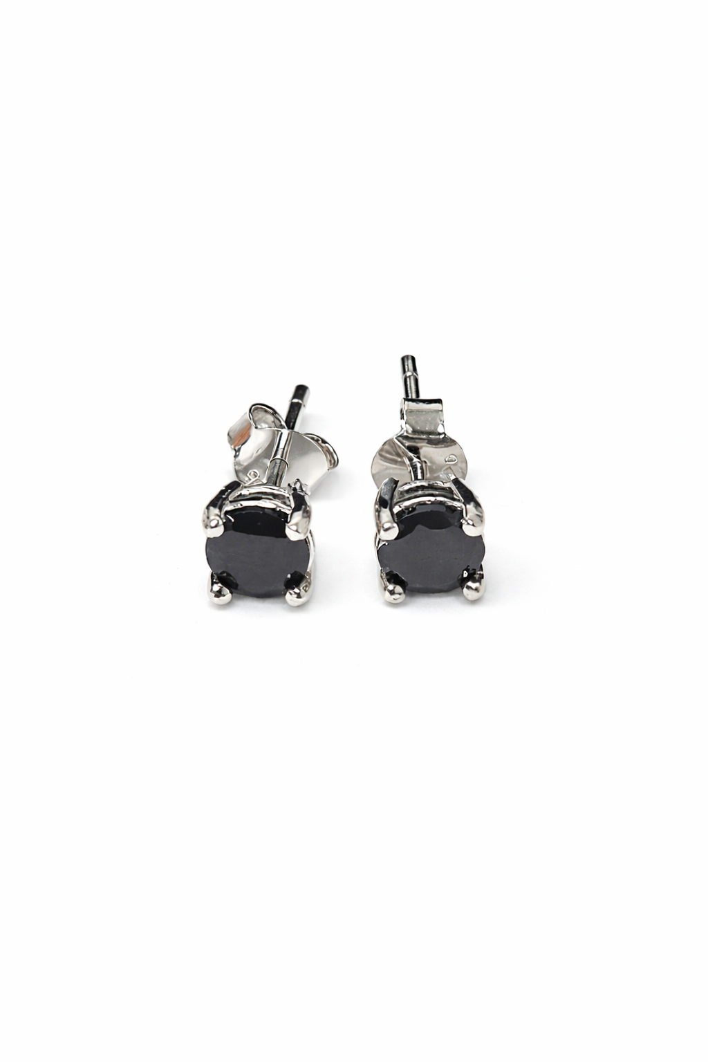 925 rhodium plated with black cz earrings