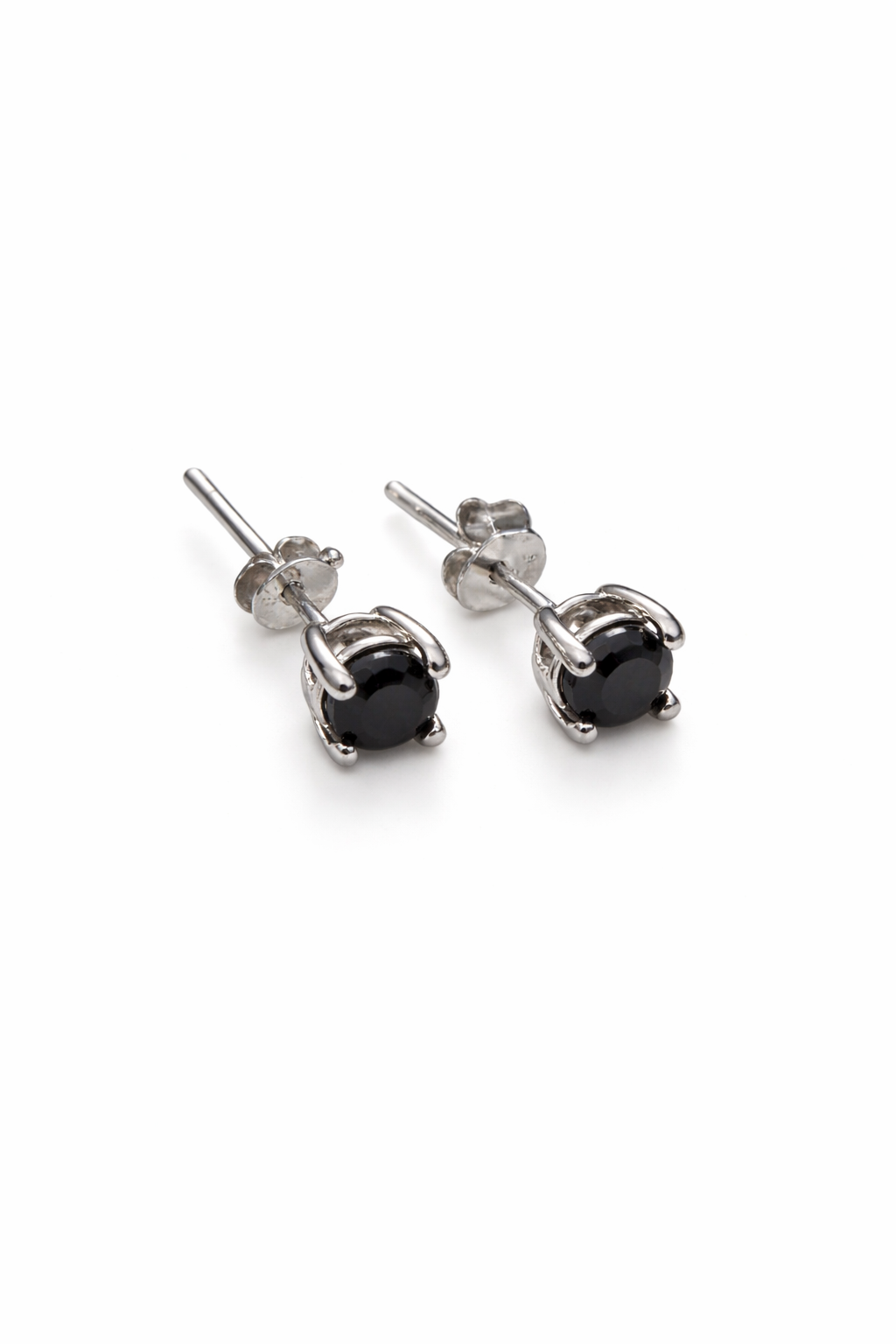 925 rhodium plated with black cz earrings