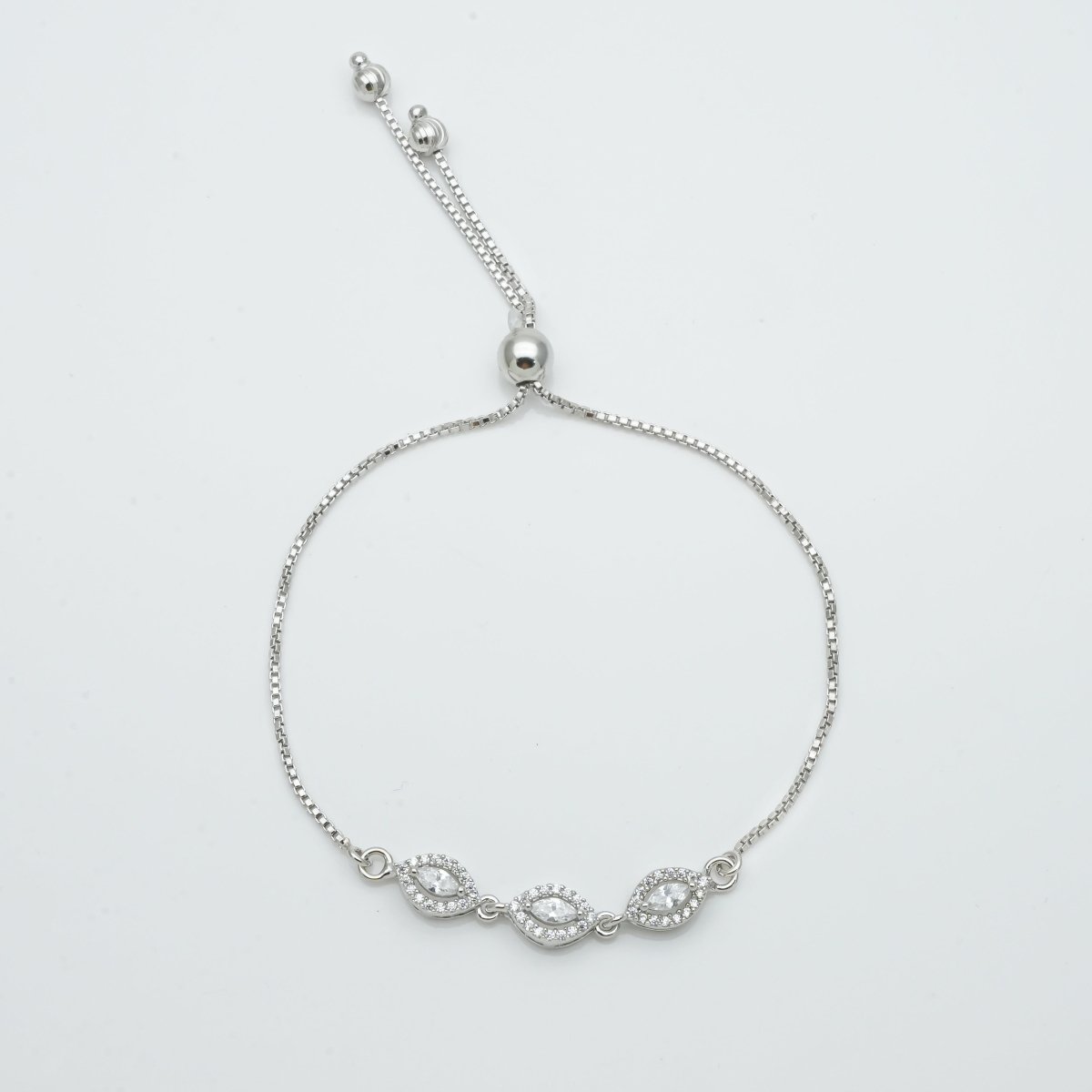 925 Silver Diamond Cutting CZ Adjustable Bracelet - iAMORY
