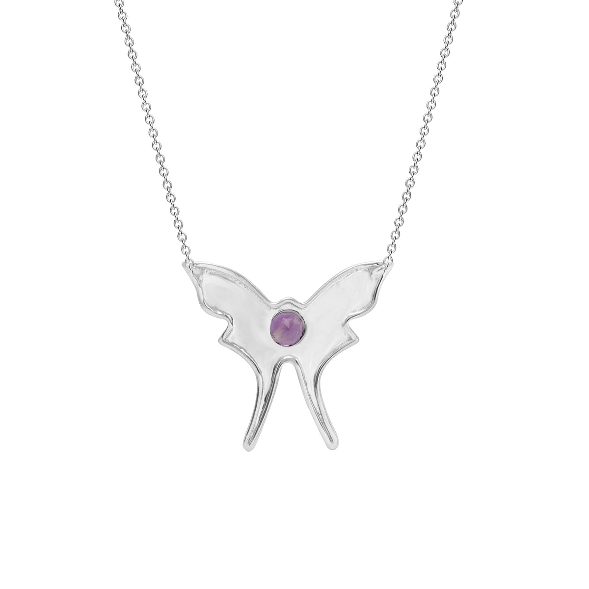 925 Silver Butterfly Amethyst Pendant for Girls/Women Back view
