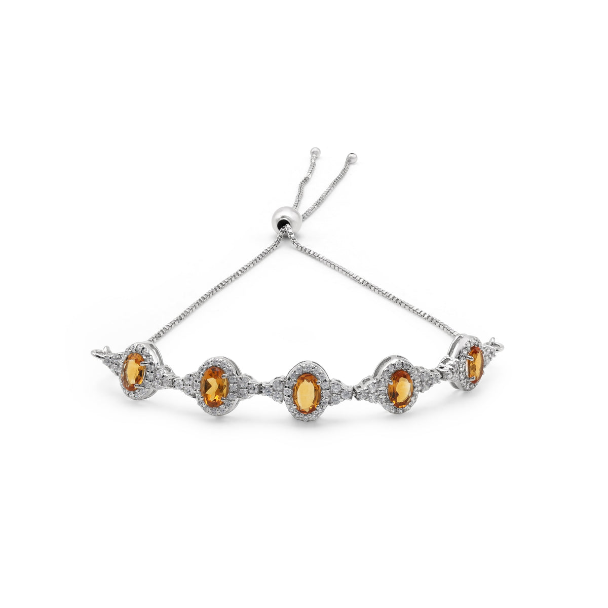 925 Silver Citrine & Cubic Zirconia Bracelet