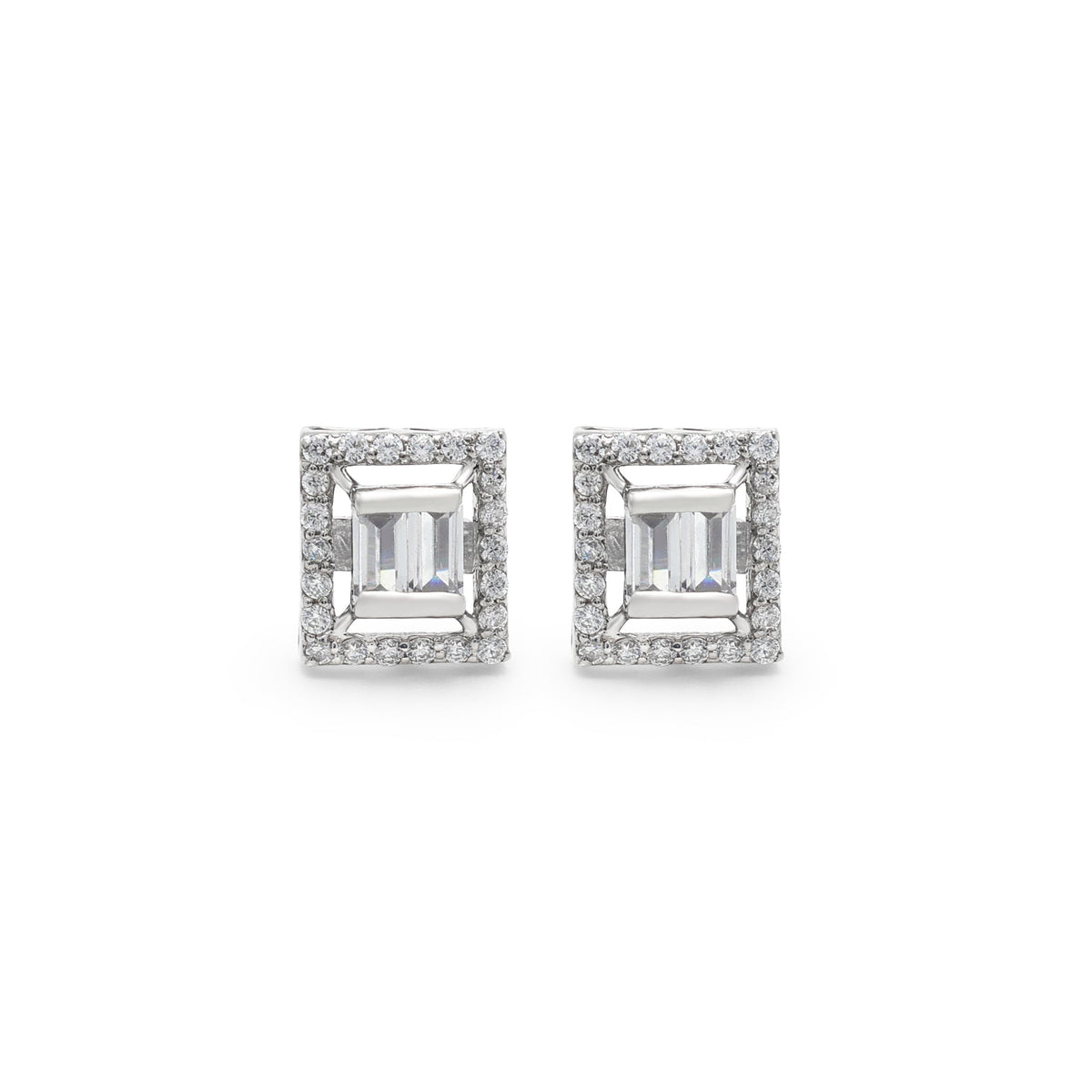 925 Silver Cubic Zirconias Stud Earring