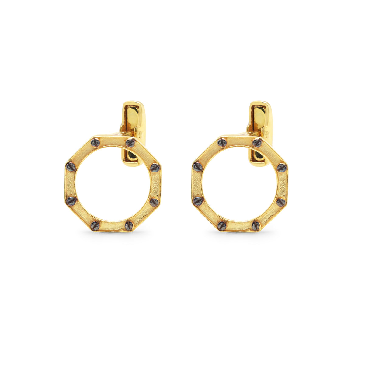 925 Silver Cufflinks Yellow Gold Plated Octaform  Side View