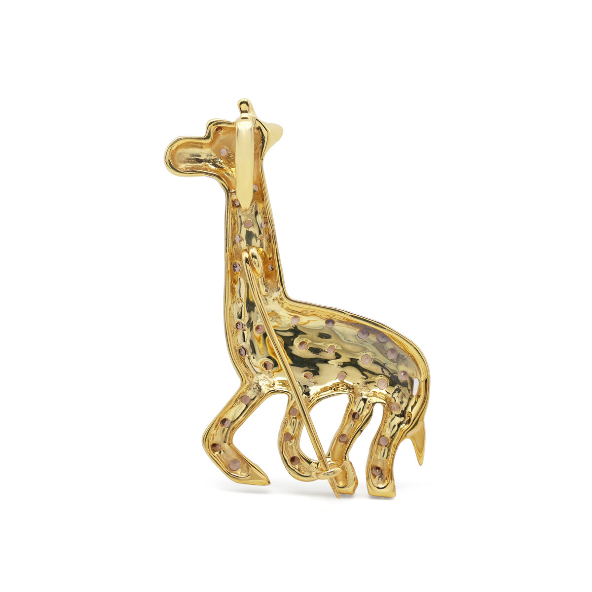 925 Silver Giraffe Brooch | Gold & Rhodium Plated | Lab-Grown Chocolate Stone Inner View 
