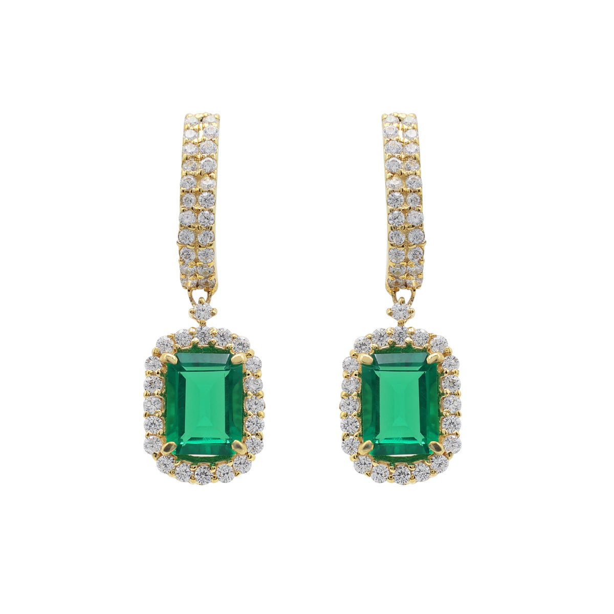 925 Silver Lab-Grown Green Stone Earrings