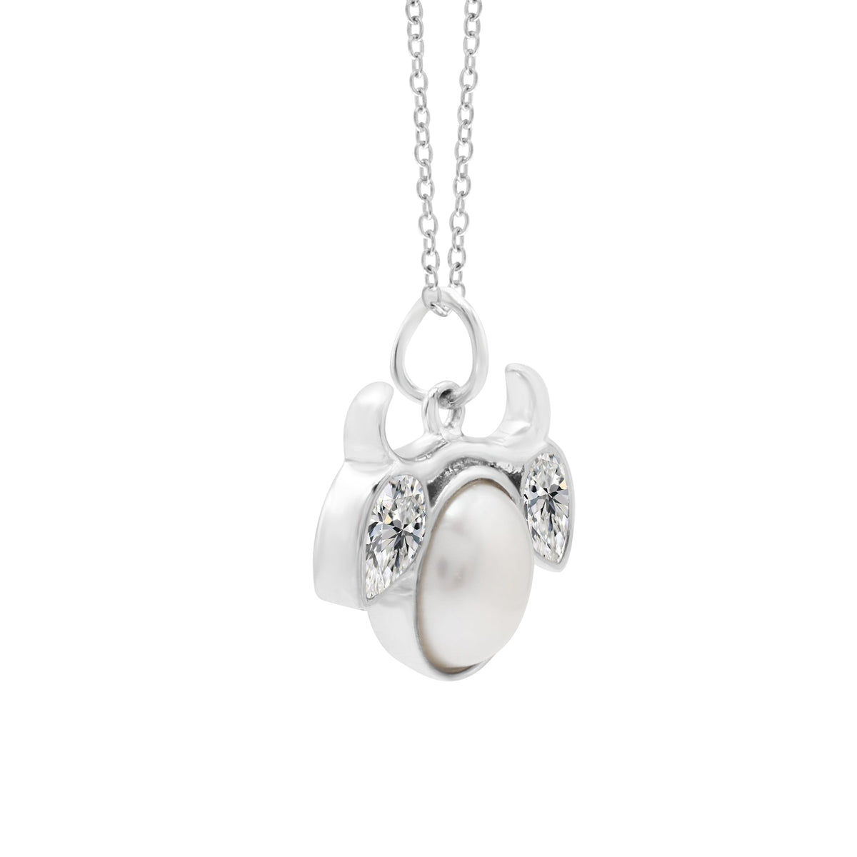 925 Silver Zodiac Sign Taurus Pendant Necklace Side View