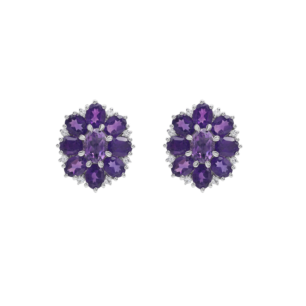 925 Sterling Silver Amethyst Earrings | Cubic Zirconia & Amethyst Stone