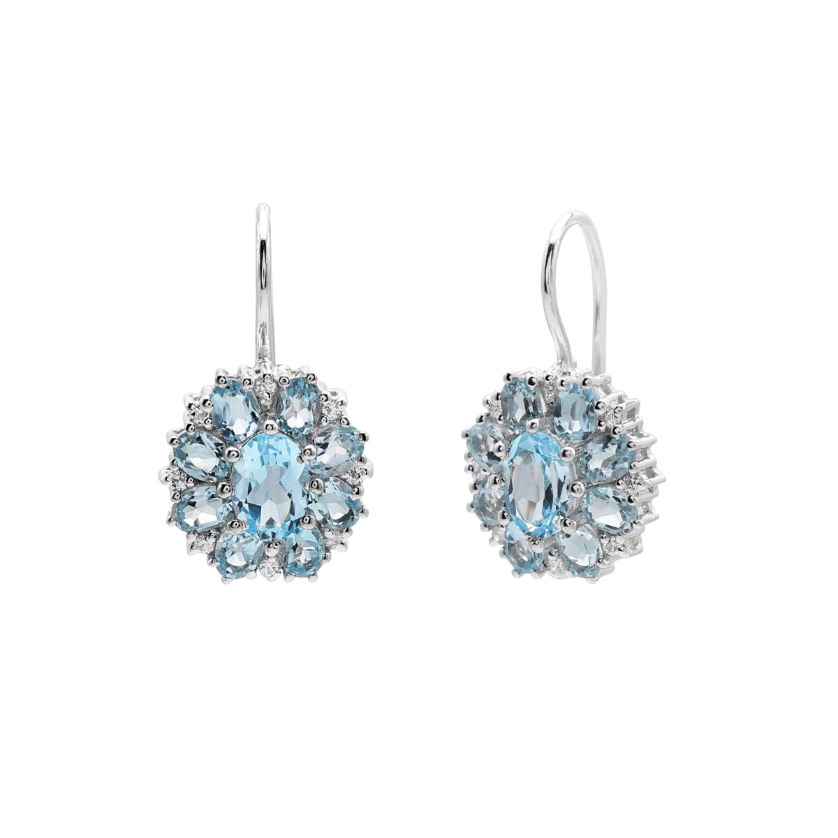925 Sterling Silver Cubic Zirconias Blue Topaz Earrings Side image