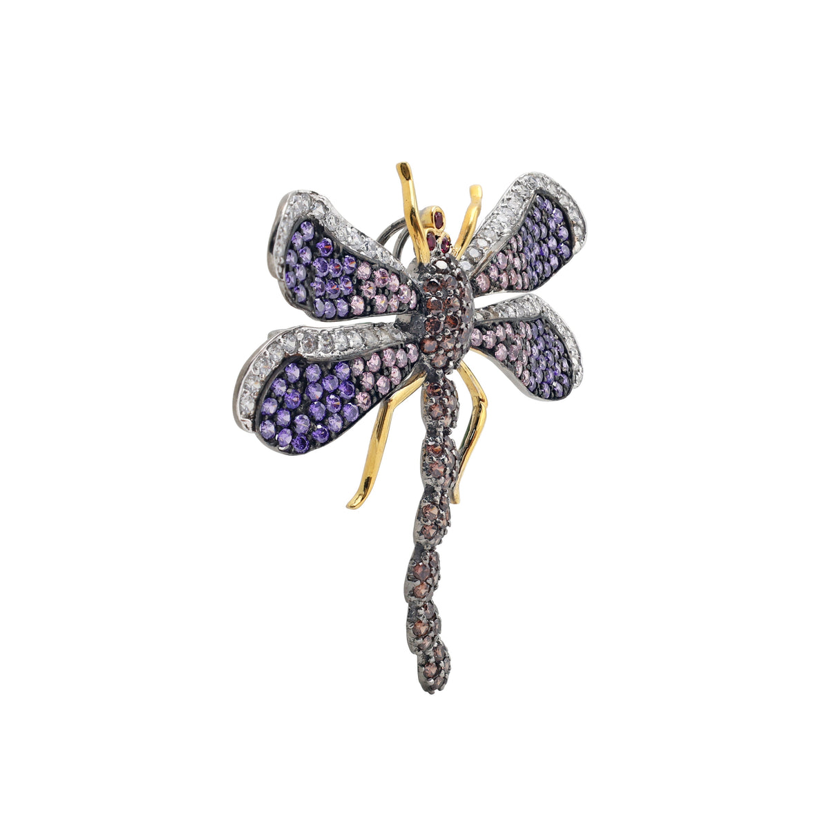 925 Sterling Silver Dragonfly Brooch Pin Side View