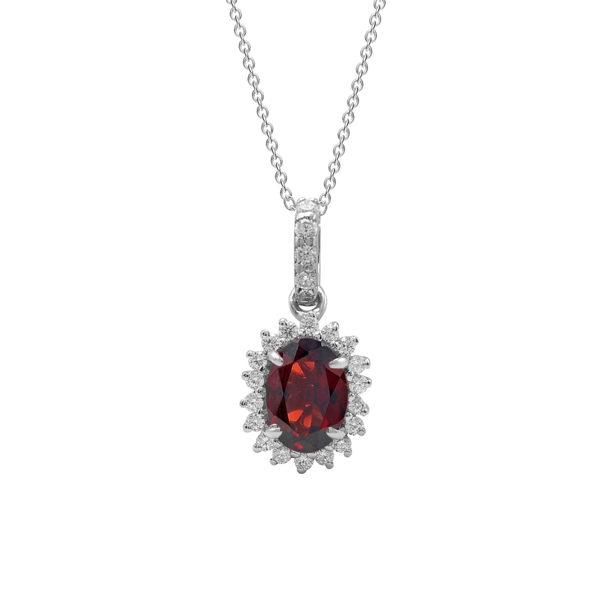 925 Sterling Silver Garnet Stone Pendant Set-Pendant