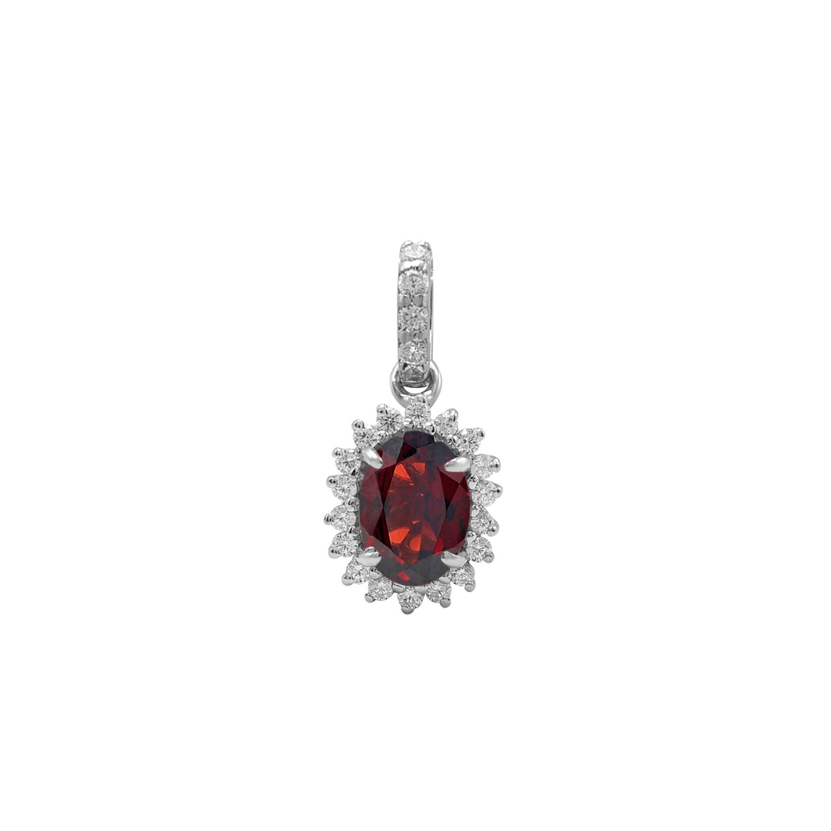 925 Sterling Silver Garnet Stone Pendant Set-Pendant Front View