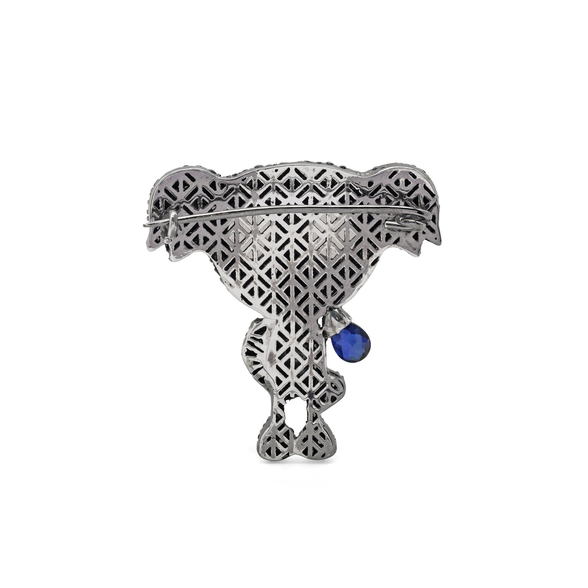 925 Sterling Silver Koala Brooch | Black Onyx & Morganite Stones Back View