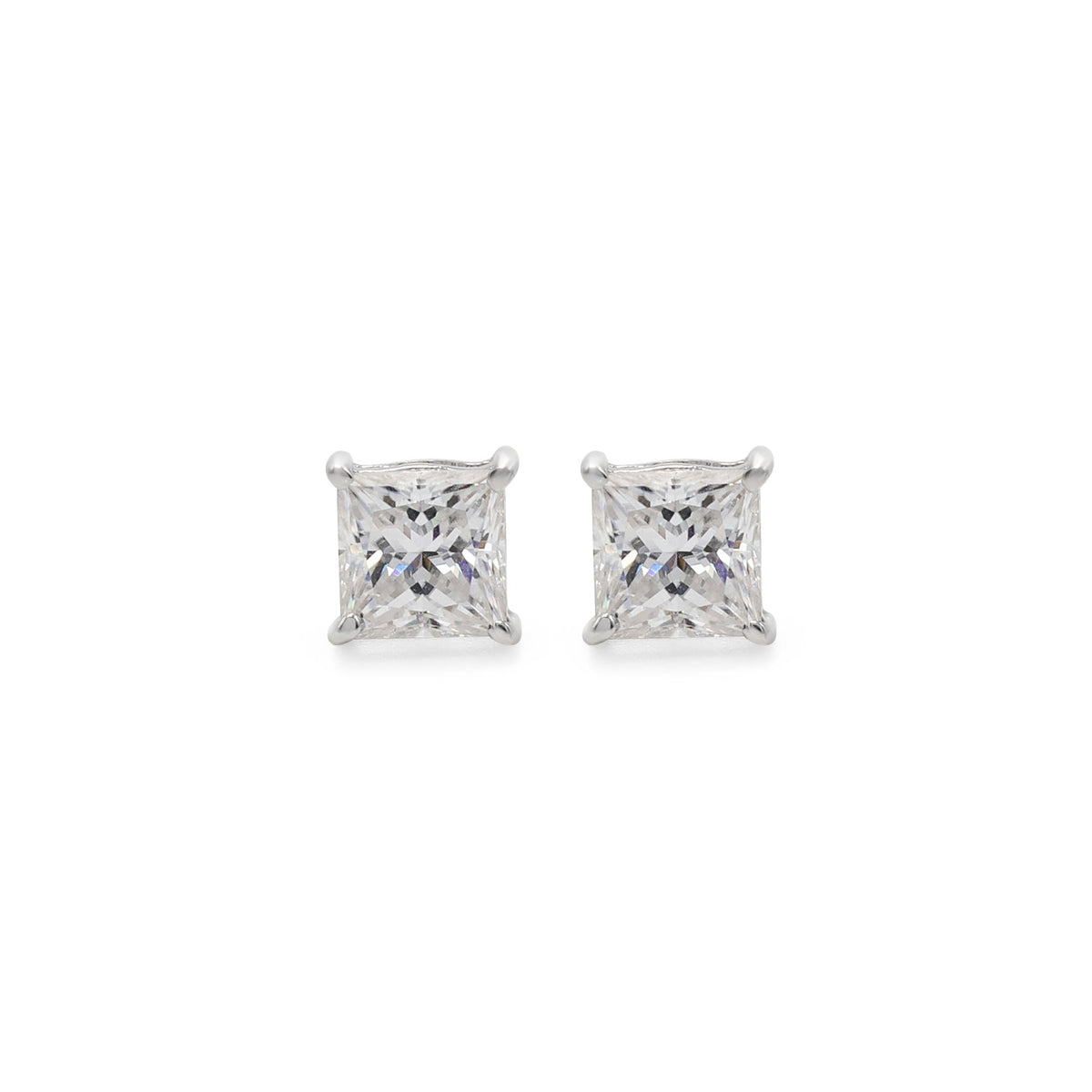 925 Sterling Silver Princess Moissanite Studs Earrings