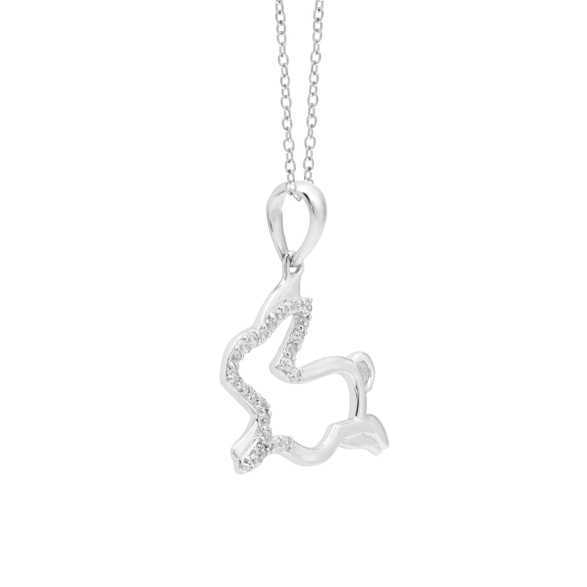 925 Sterling Silver Rabbit Pendant Side View