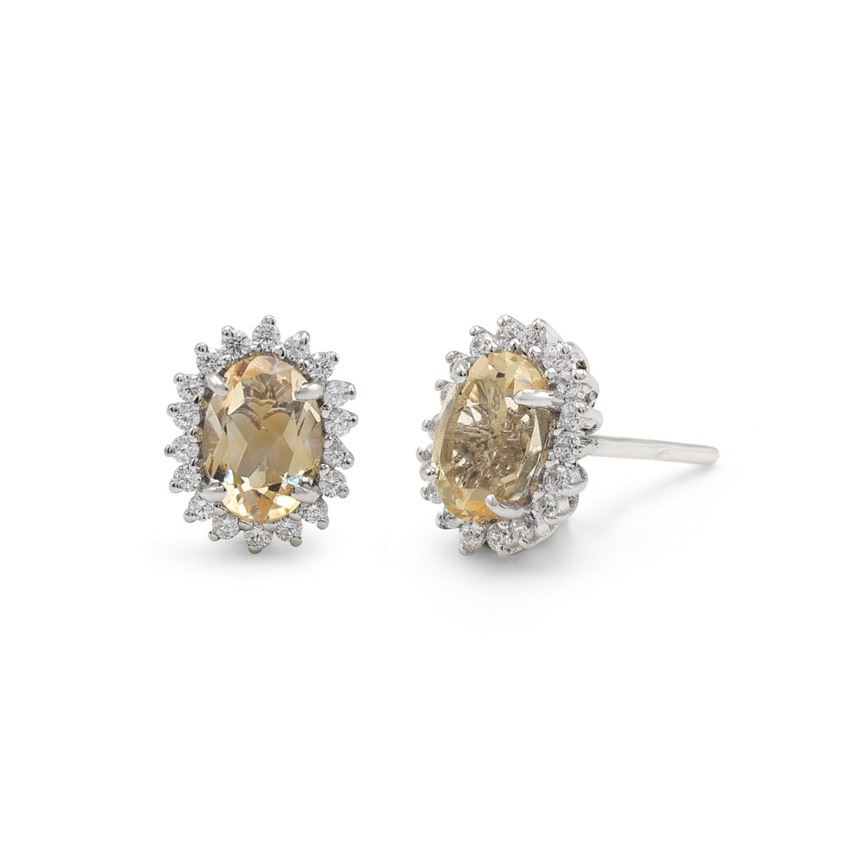 925 Sterling Silver Solar Citrine Pendant Set-Earring Side view