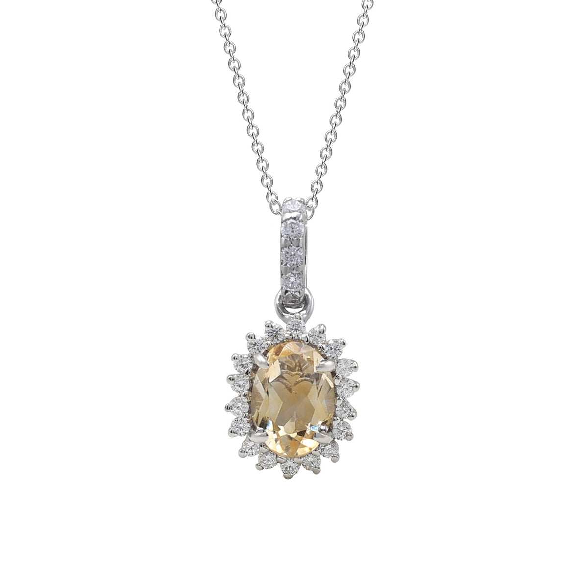 925 Sterling Silver Solar Citrine Pendant Set-Pendant Front view