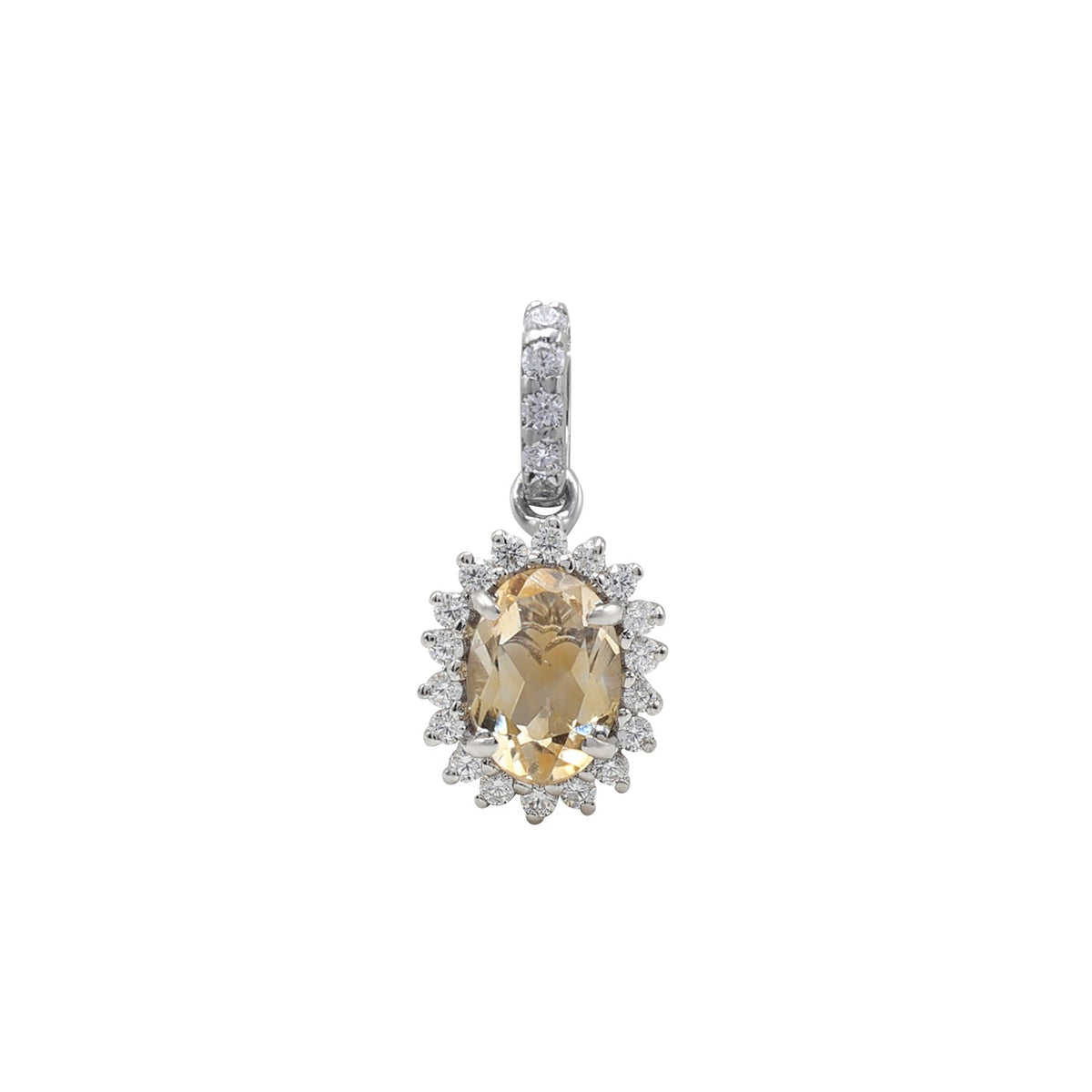 925 Sterling Silver Solar Citrine Pendant Set-Pendant Front View