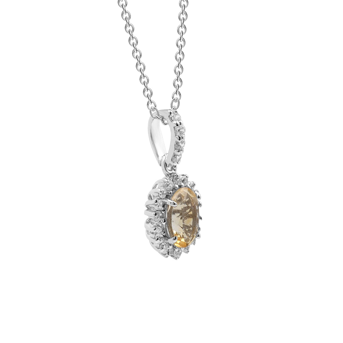 925 Sterling Silver Solar Citrine Pendant Set Pendant Side View