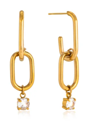 18k gold-plated statement gold earrings �? bold statement drops, anti-tarnish and waterproof for evening, festive and party wear.