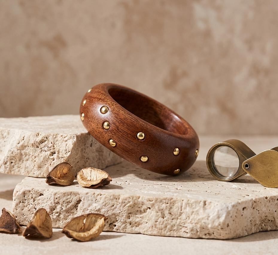 Handcrafted Wooden Studded Bangle Set of 1