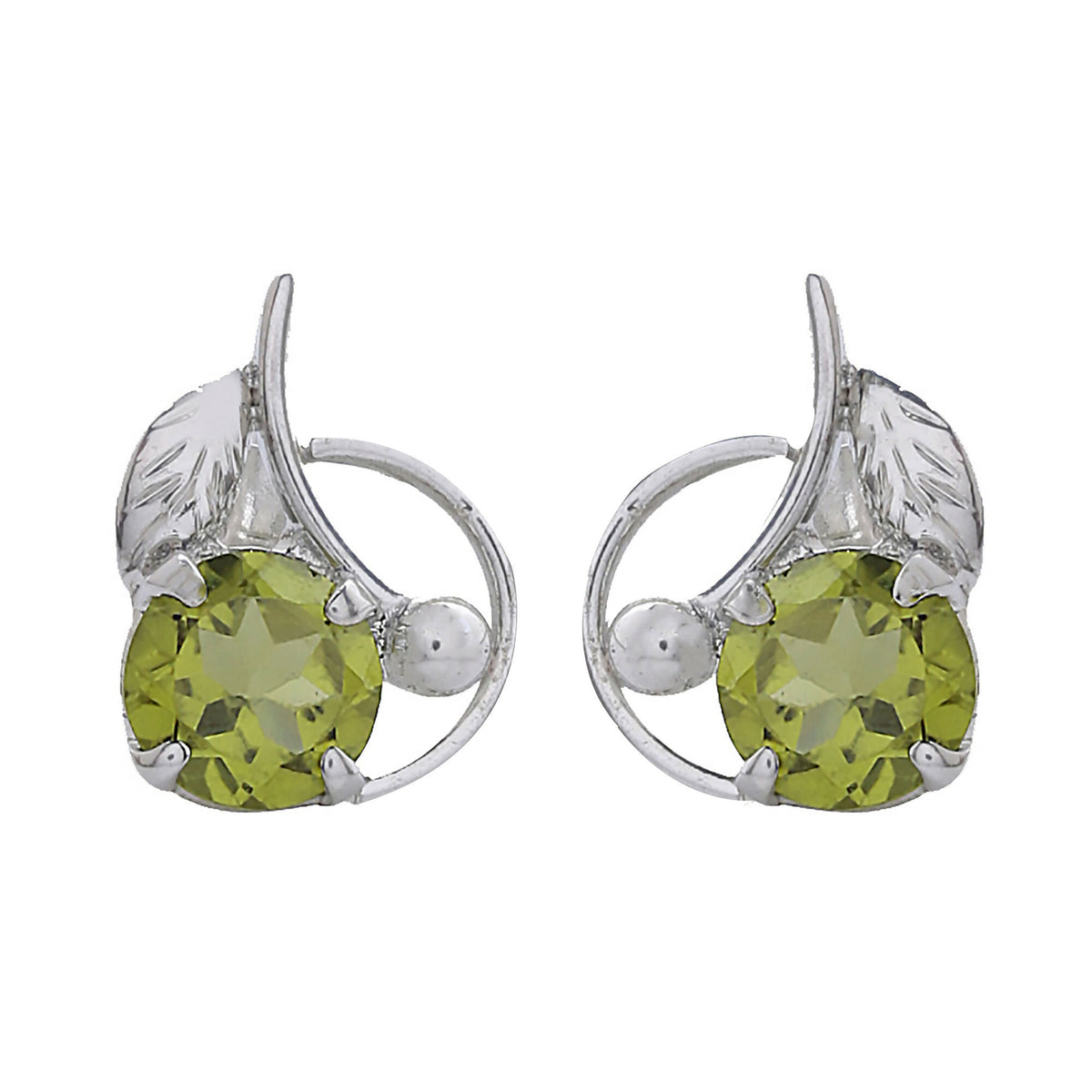 925 Sterling Silver Peridot Eartops for Women | Natural Green Gemstone Stud Earrings | Minimalist Daily Wear Jewelry