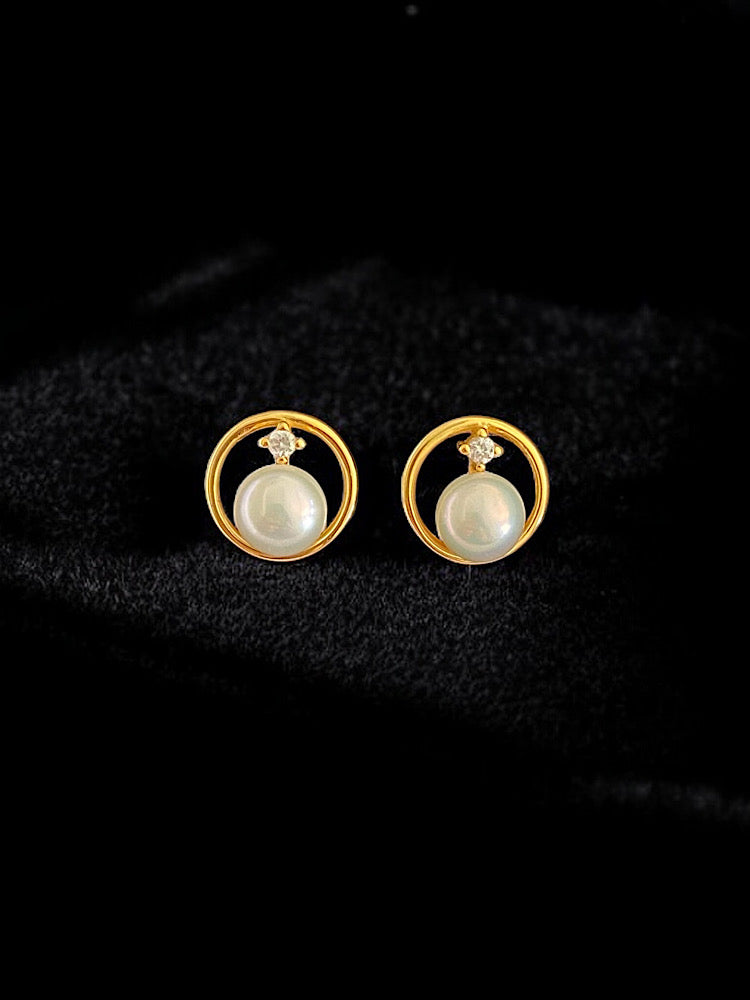 Gold Plated Pearl Sterling Silver Earrings