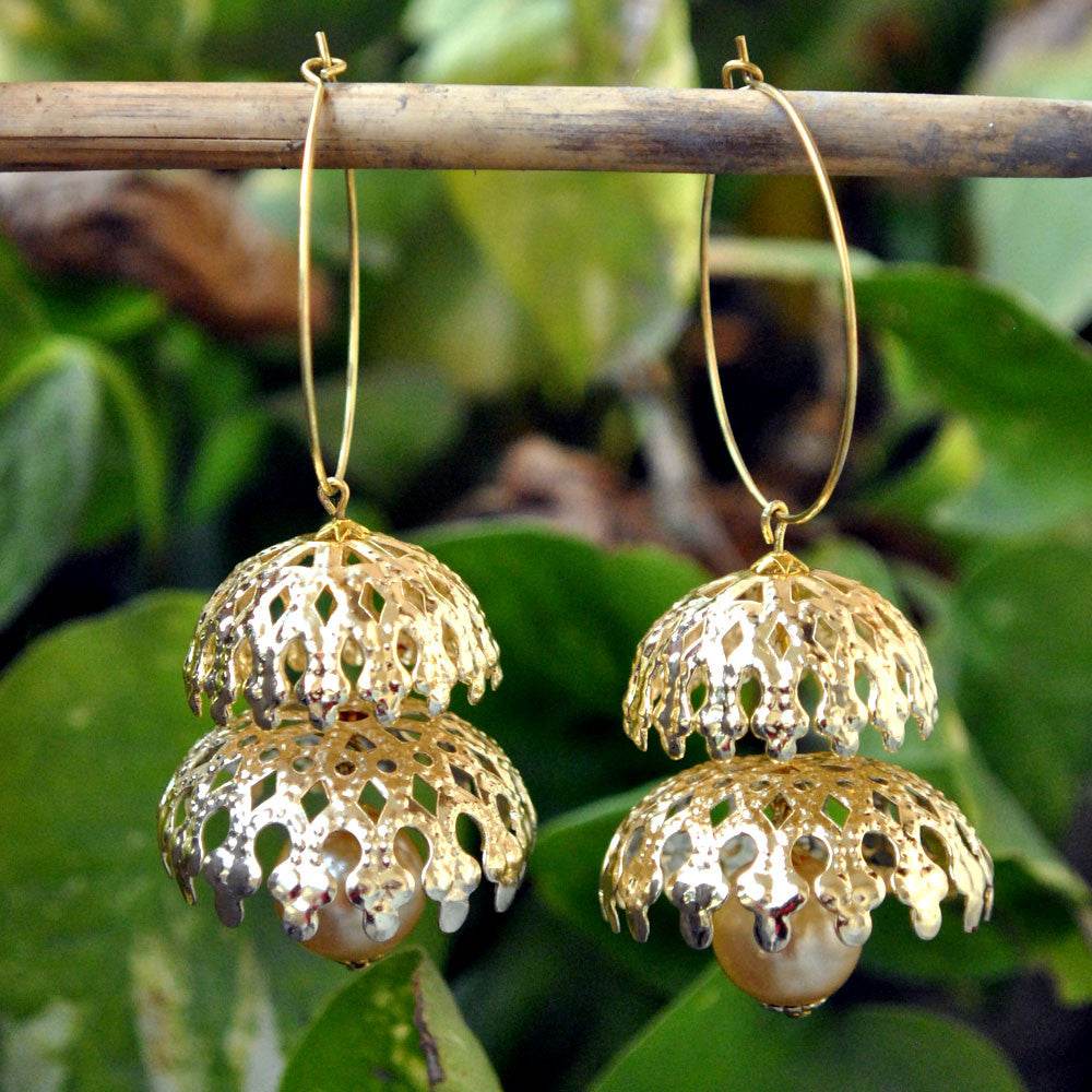 Traditional Kundan earrings in gold-tone, perfect for weddings and festive wear