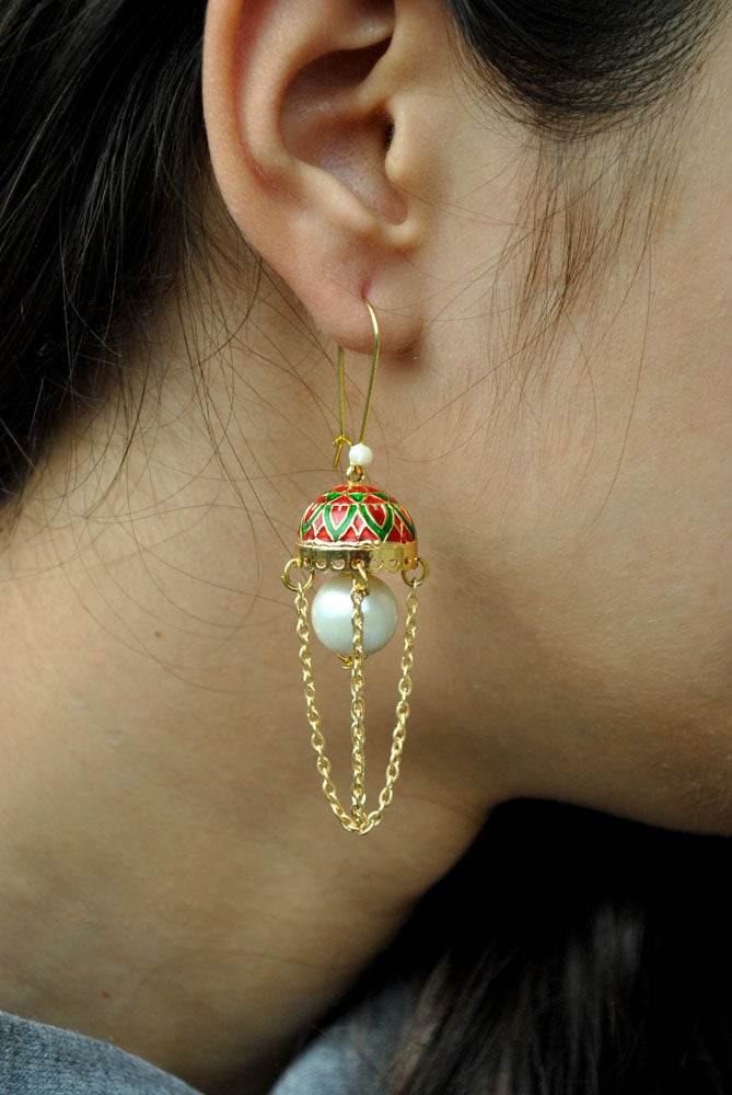 Traditional Kundan earrings in gold-tone, perfect for weddings and festive wear
