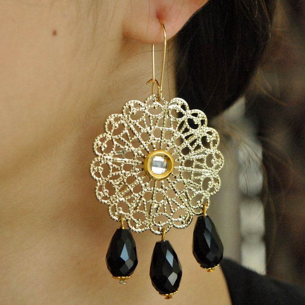 Traditional Kundan earrings in gold-tone, perfect for weddings and festive wear