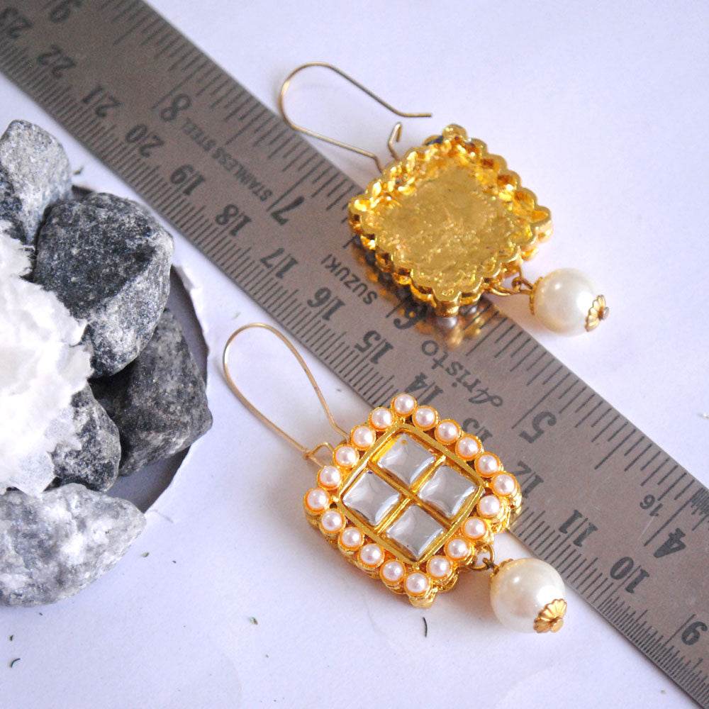 Traditional Kundan earrings in gold-tone, perfect for weddings and festive wear