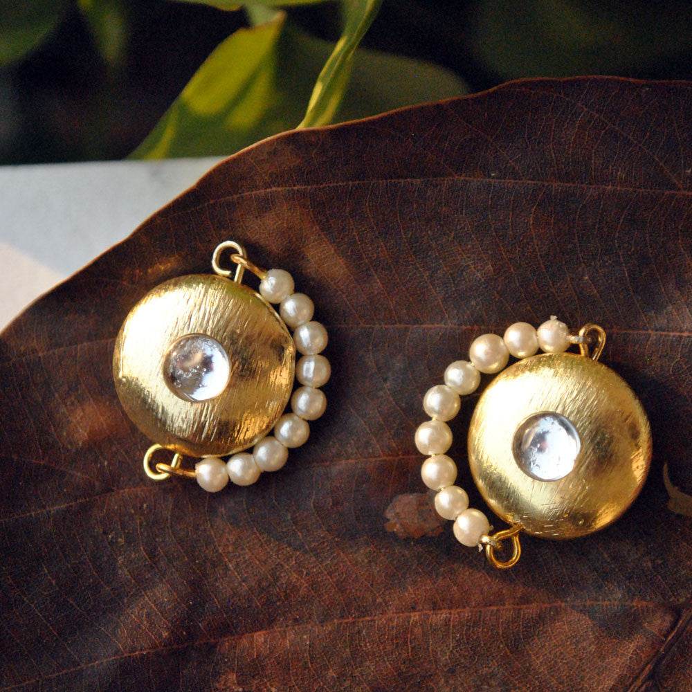 Traditional Kundan earrings in gold-tone, perfect for weddings and festive wear