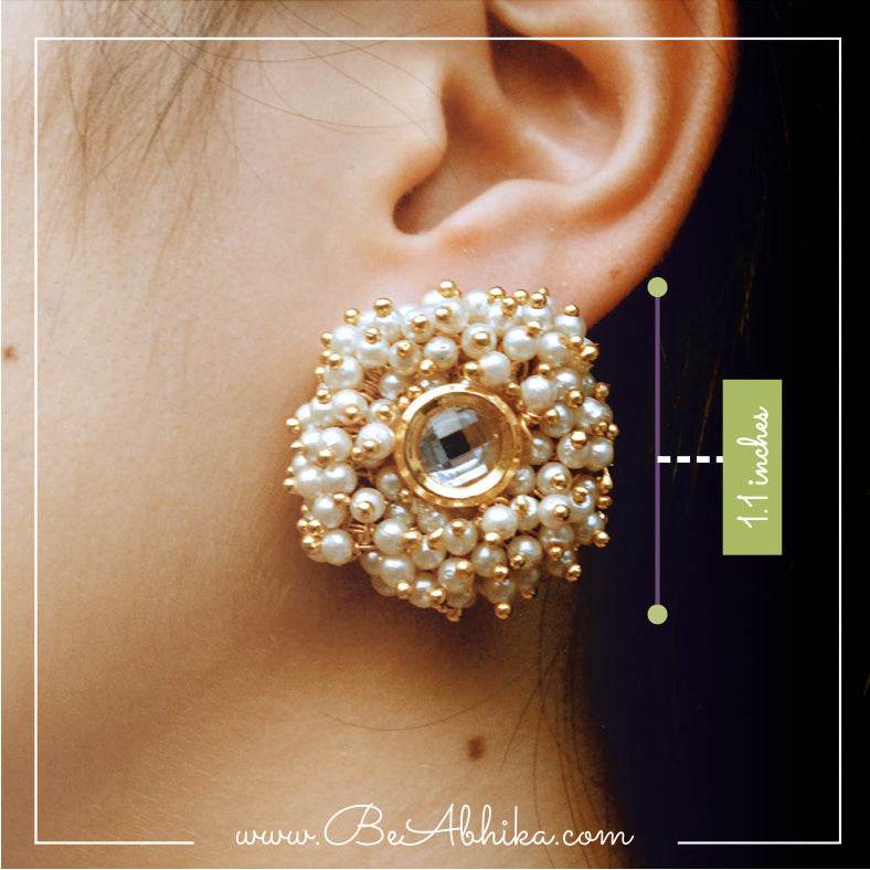 Traditional Kundan earrings in gold-tone, perfect for weddings and festive wear