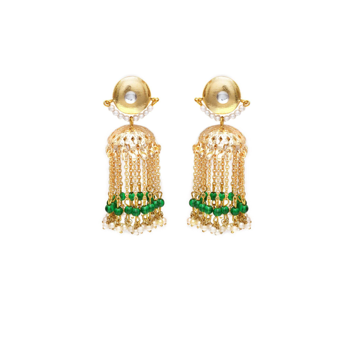 Traditional Kundan earrings in gold-tone, perfect for weddings and festive wear