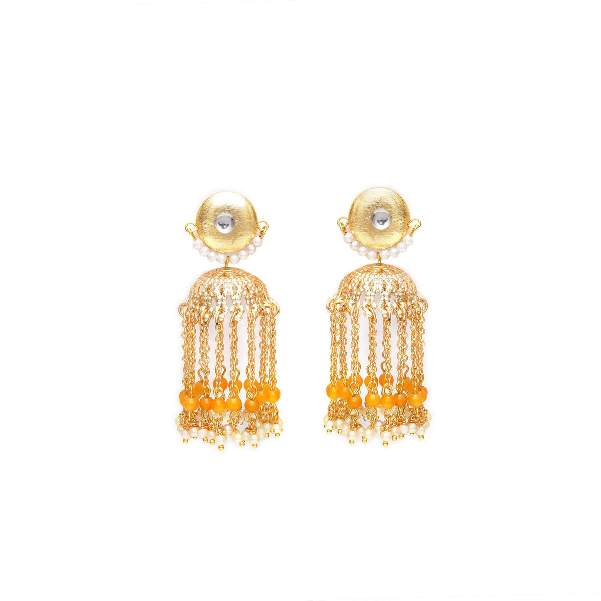 Traditional Kundan earrings in gold-tone, perfect for weddings and festive wear