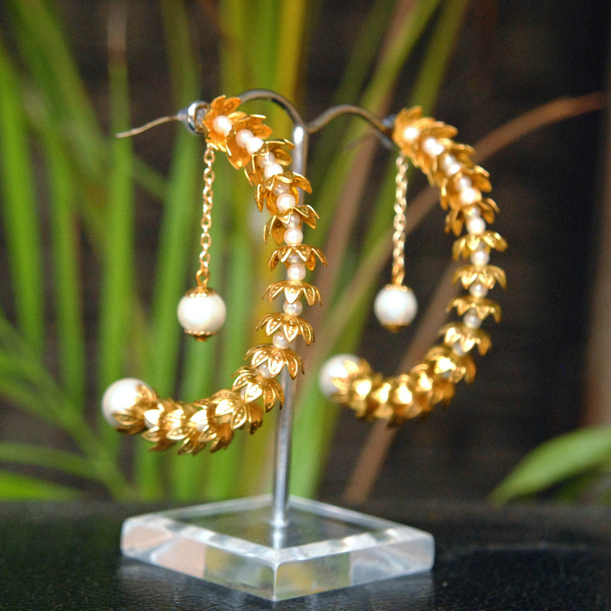 Traditional Kundan earrings in gold-tone, perfect for weddings and festive wear