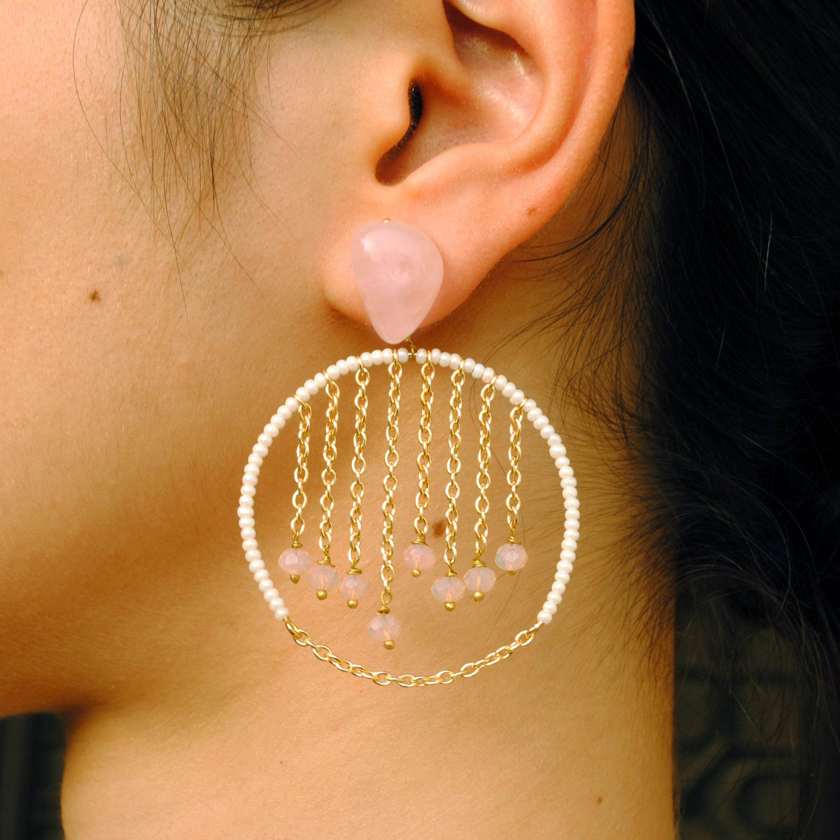 Traditional Kundan earrings in gold-tone, perfect for weddings and festive wear