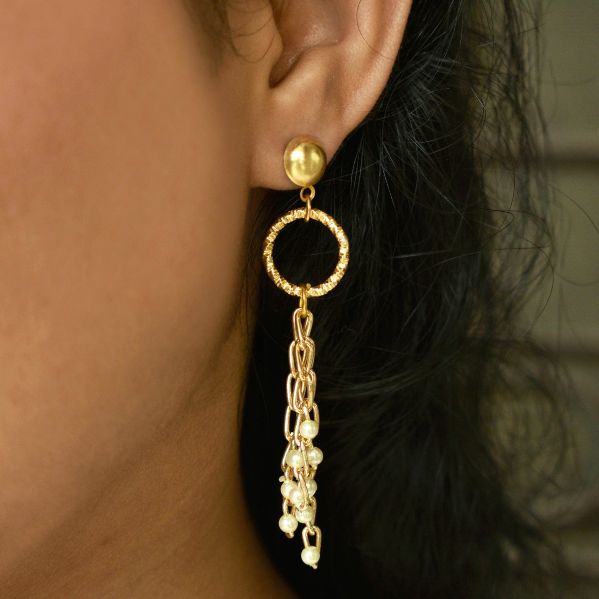Traditional Kundan earrings in gold-tone, perfect for weddings and festive wear