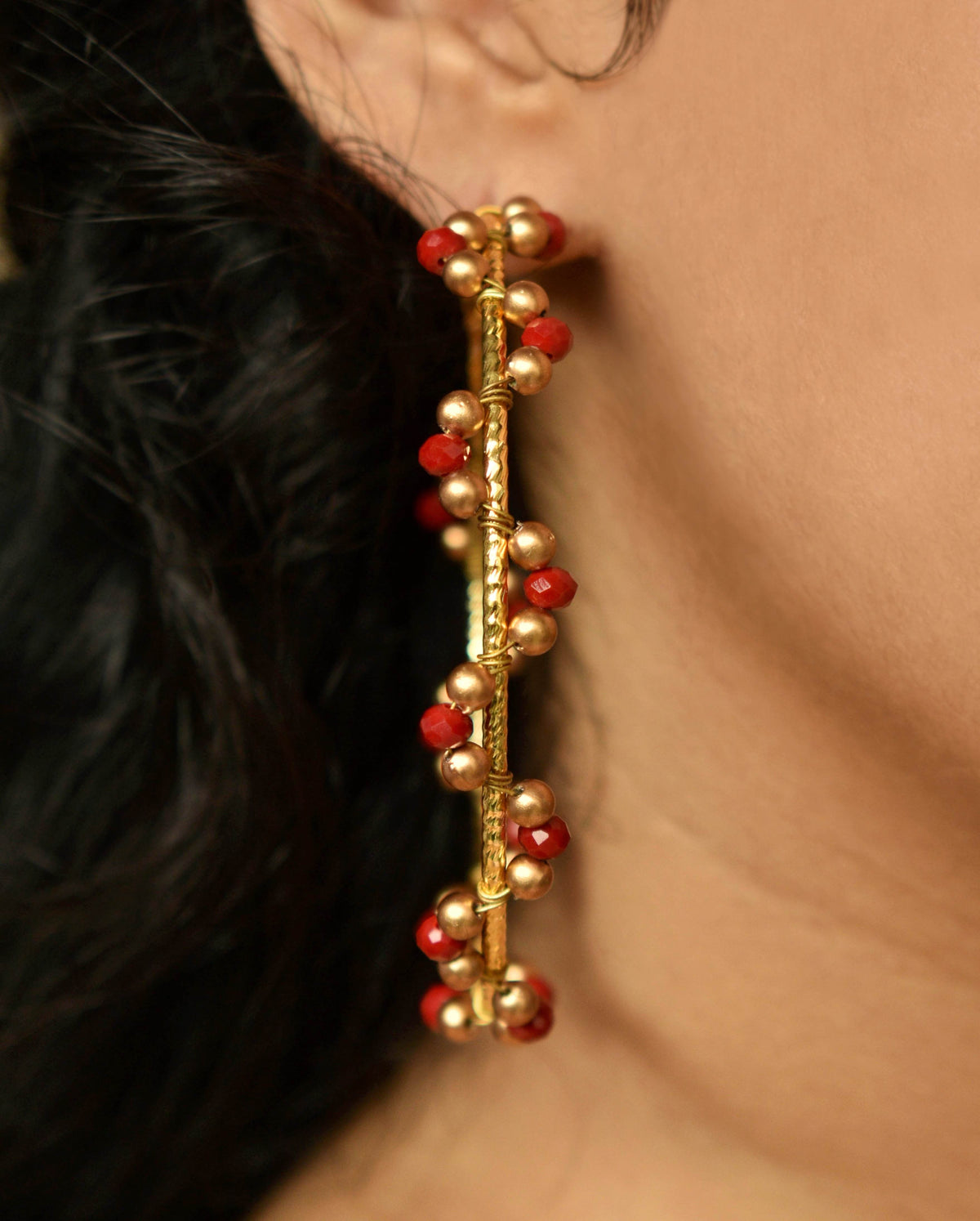 Traditional Kundan earrings in gold-tone, perfect for weddings and festive wear