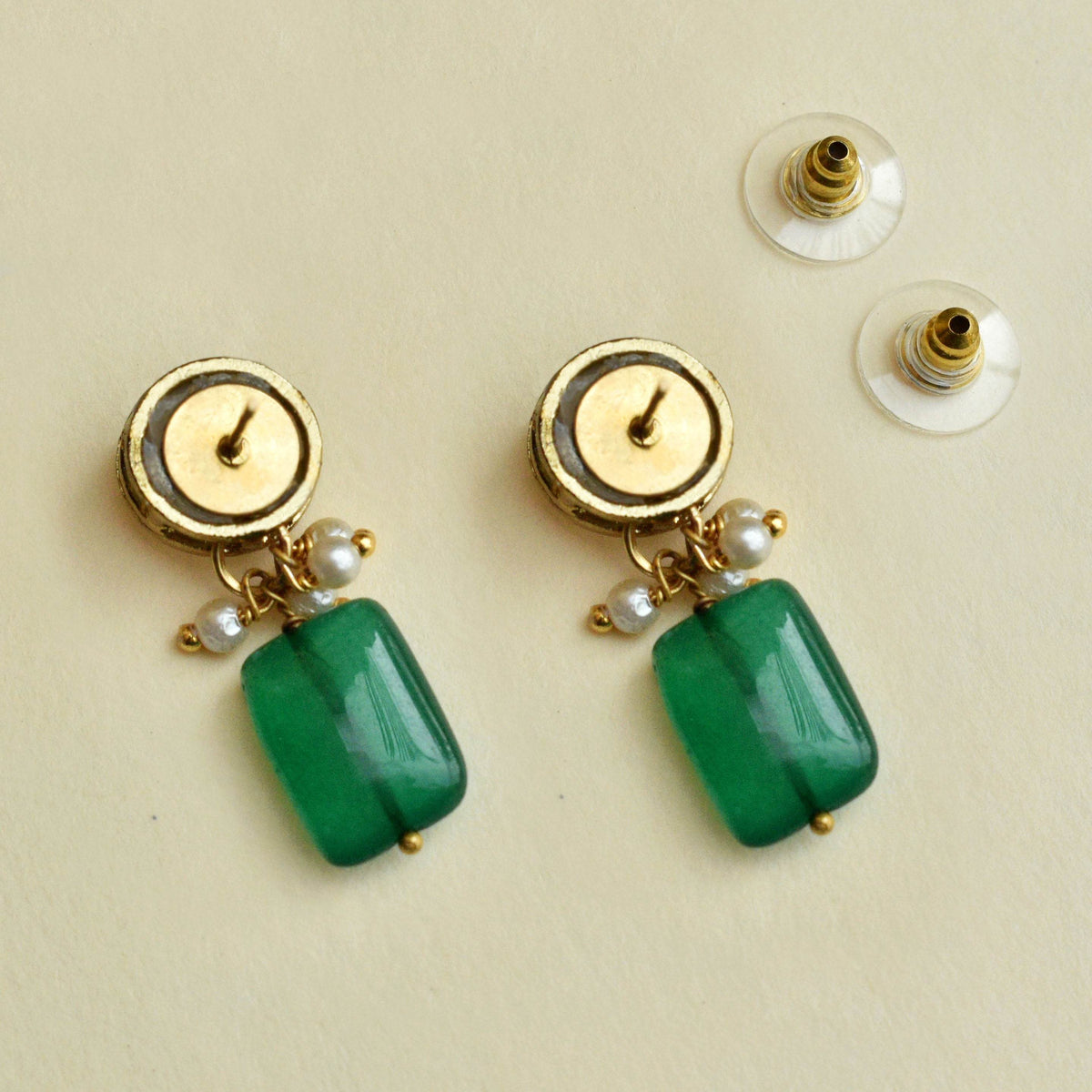 Traditional Kundan earrings in gold-tone, perfect for weddings and festive wear
