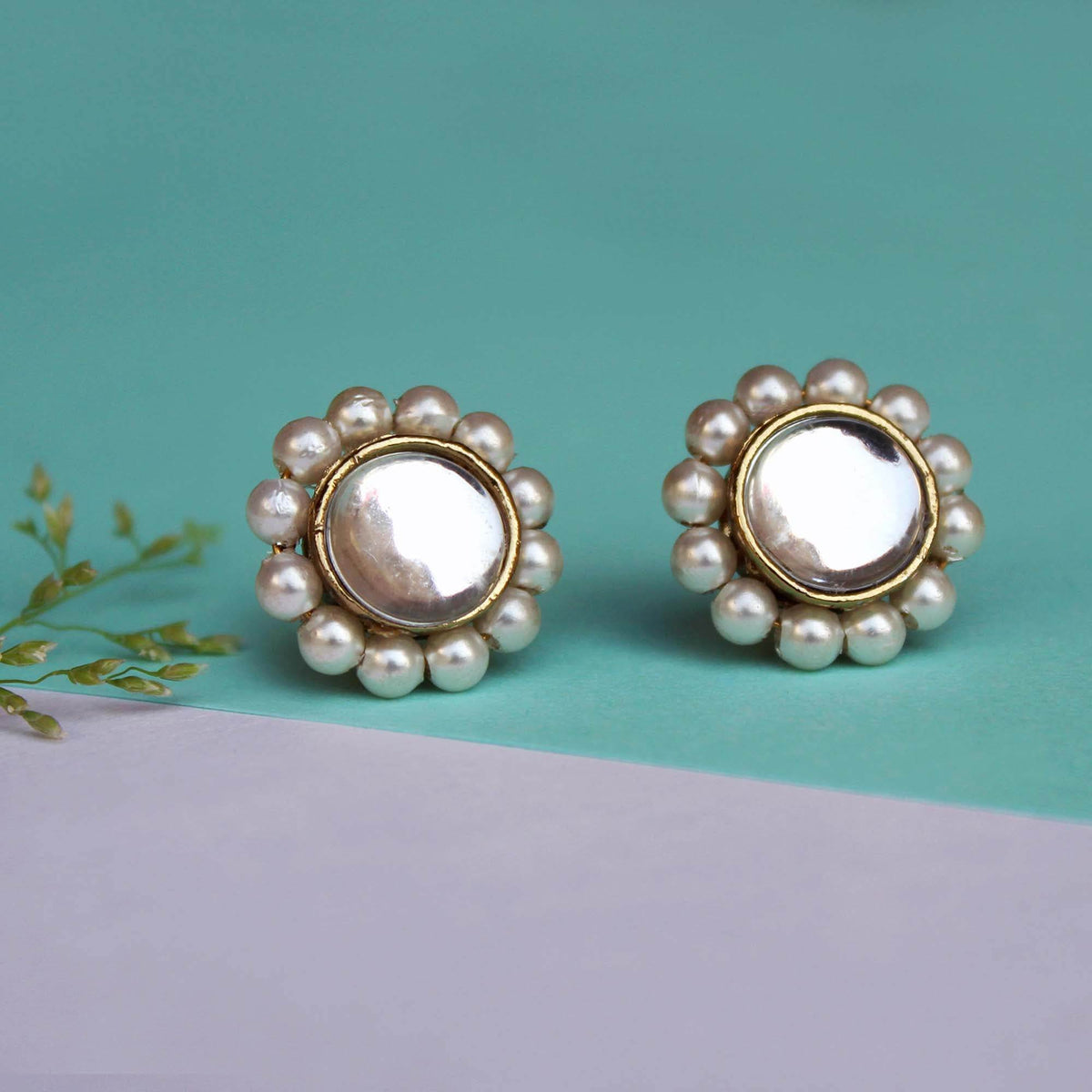 Kundan Flower Ring & Earrings Set - BeAbhika.com
