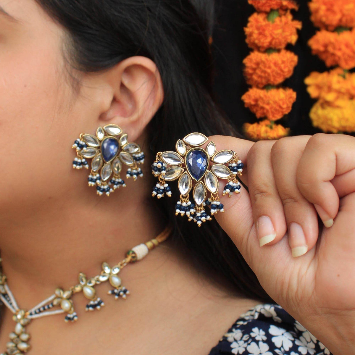 Floral Grace Ring & Earring Set - BeAbhika.com