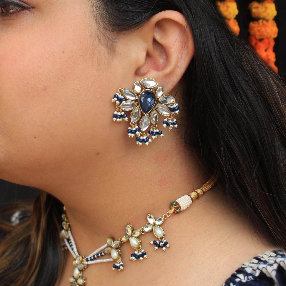 Floral Grace Necklace, Ring & Earrings Set - BeAbhika.com