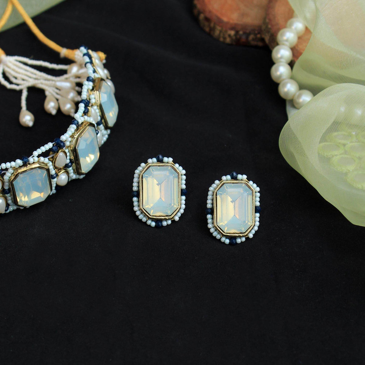 Traditional Kundan earrings in gold-tone, perfect for weddings and festive wear