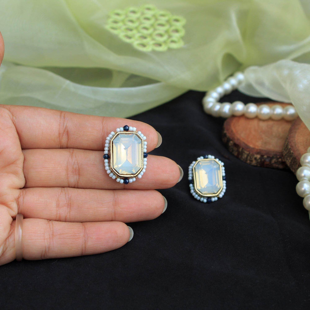 Traditional Kundan earrings in gold-tone, perfect for weddings and festive wear