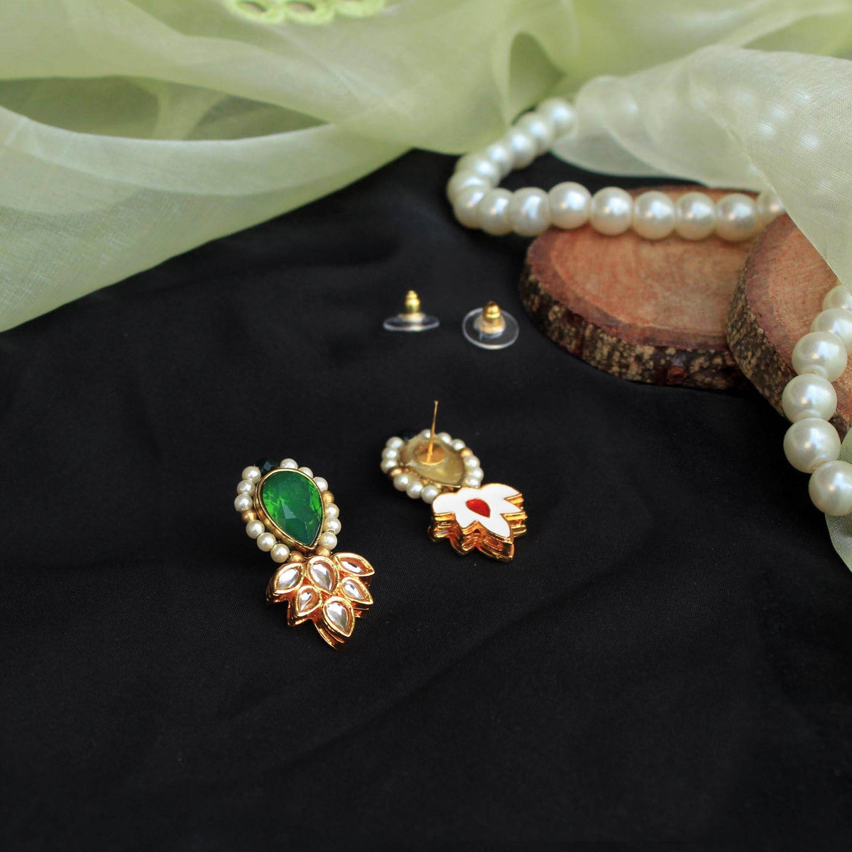 Kundan choker set in gold-tone with matching earrings and long bridal necklace, perfect for wedding functions , festive and bridal wear