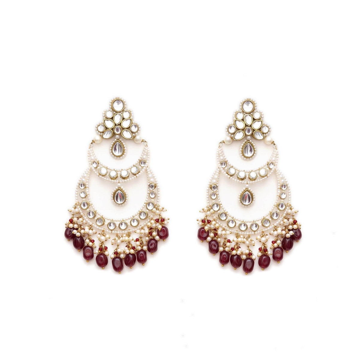 Traditional Kundan earrings in gold-tone, perfect for weddings and festive wear