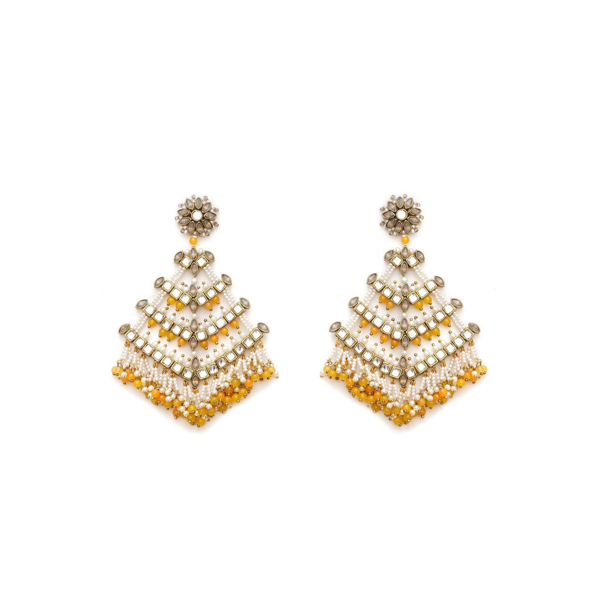 Traditional Kundan earrings in gold-tone, perfect for weddings and festive wear