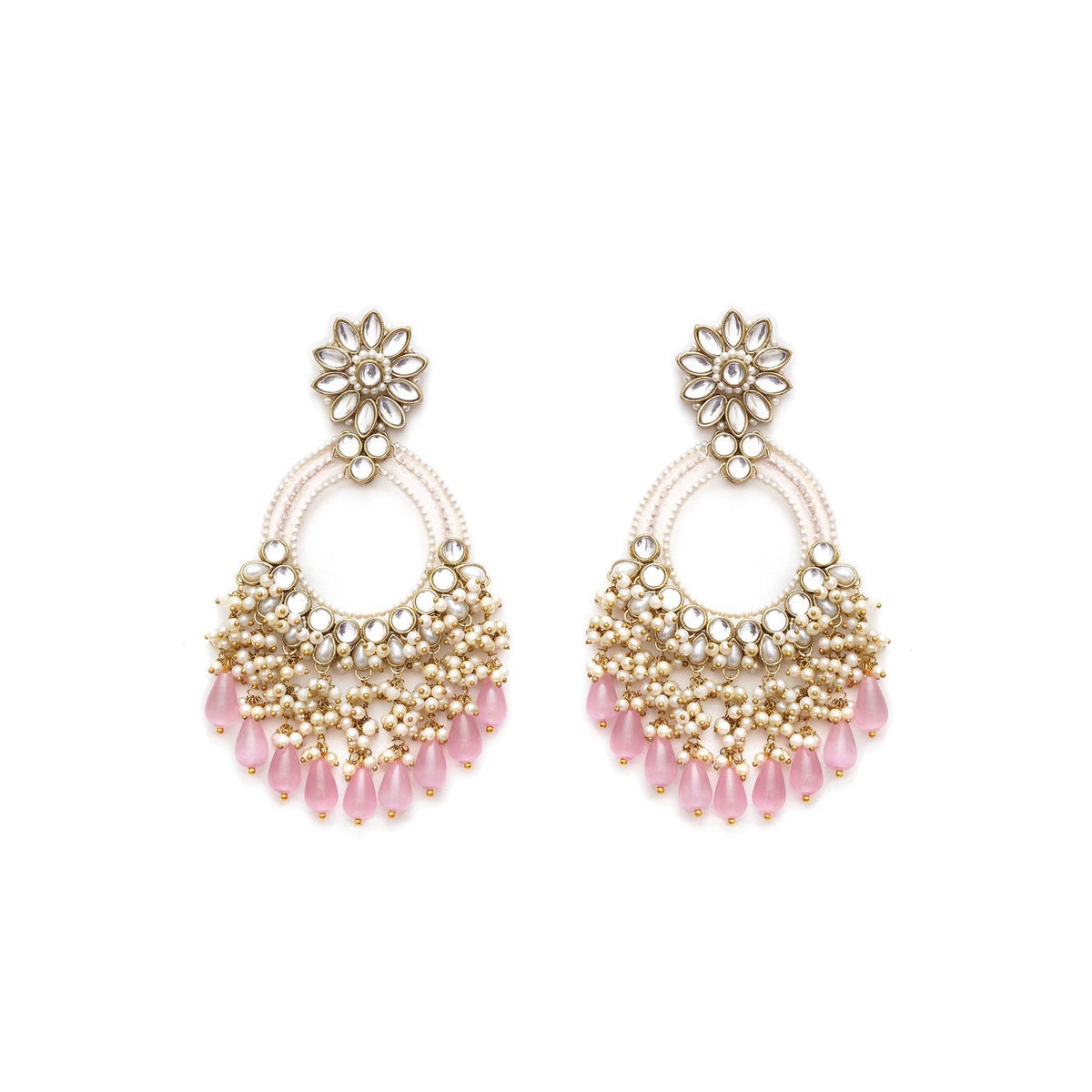 Traditional Kundan earrings in gold-tone, perfect for weddings and festive wear