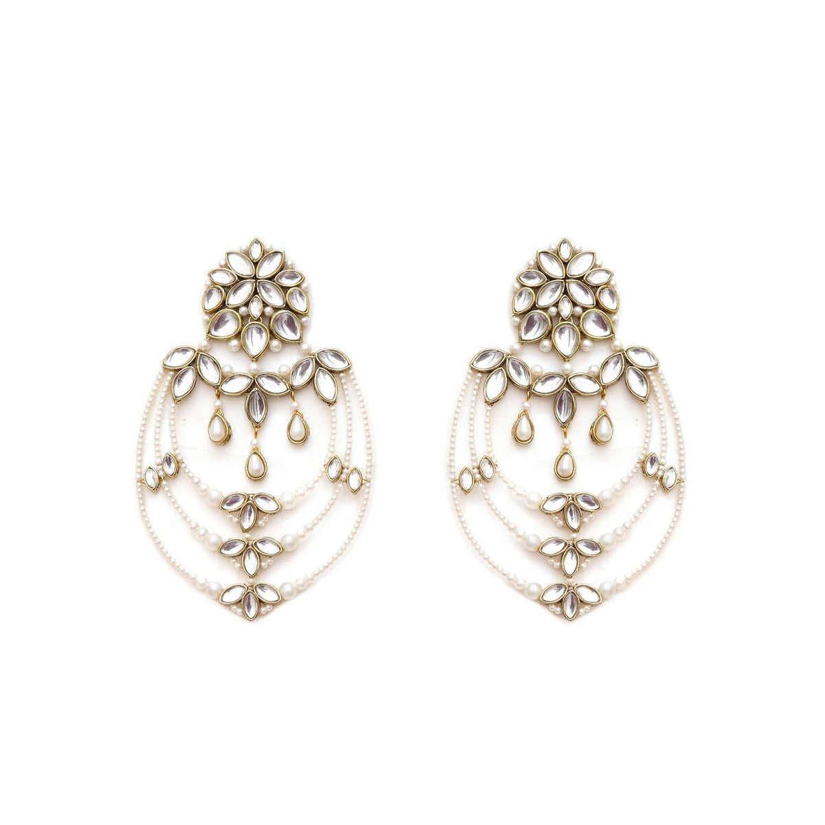 Traditional Kundan earrings in gold-tone, perfect for weddings and festive wear