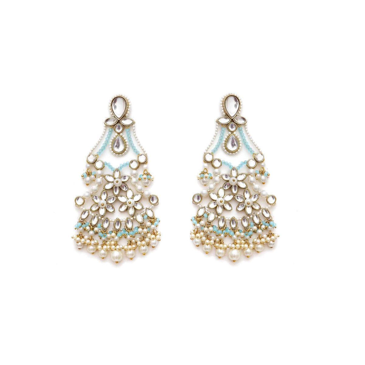 Traditional Kundan earrings in gold-tone, perfect for weddings and festive wear